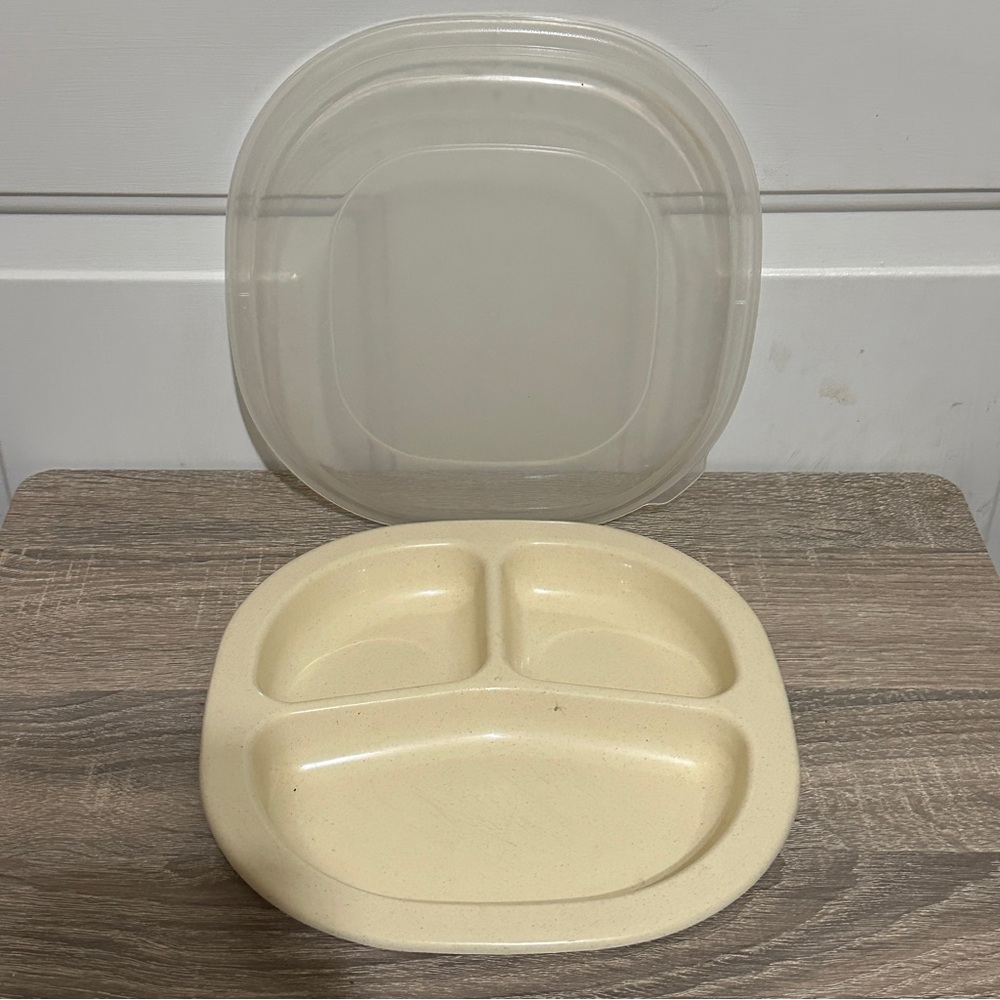 Rubbermaid Microwave Heatables Cookware 0059 Almond with Sheer Lid Vintage